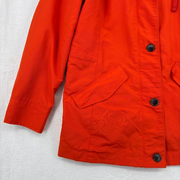 Lands' End Jacket Size M Orange Hooded Nylon Water Resistant Lined Windbreaker - Picture 4 of 13